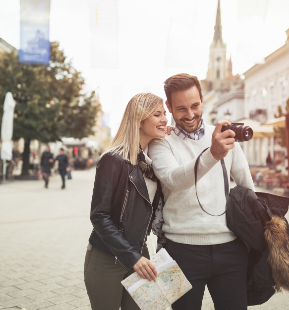 tourists with camera