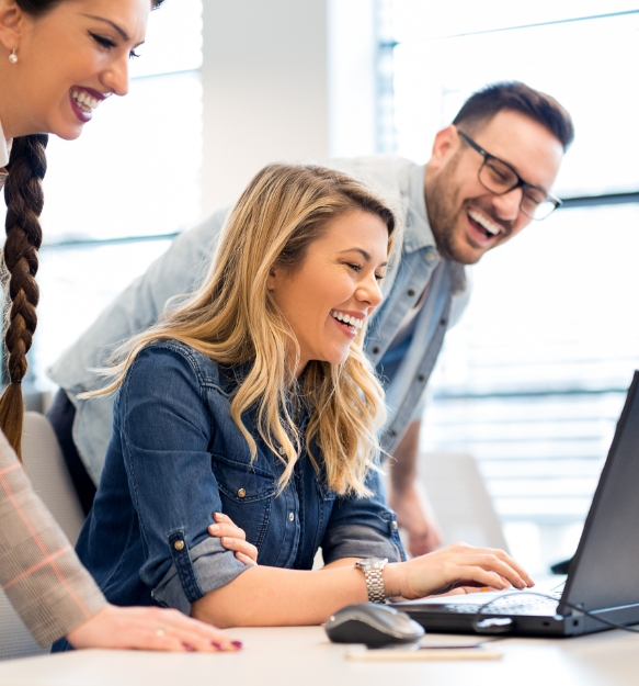 working team at computer