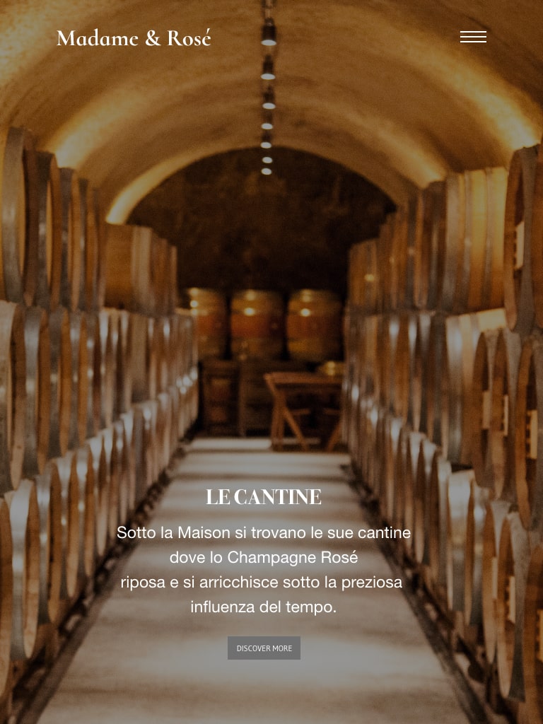 Sito web delle cantine versione Ipad