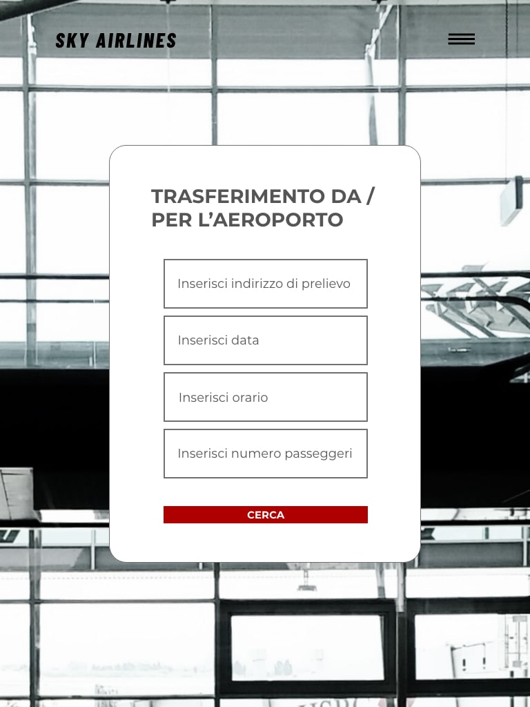 Sito web compagnia aerea versione ipad